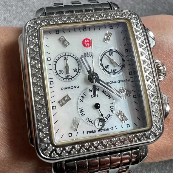 Michelle Women’s MICHELE Watch Diamond-Accented Stainless Steel Sapphire Crystal - Picture 1 of 4